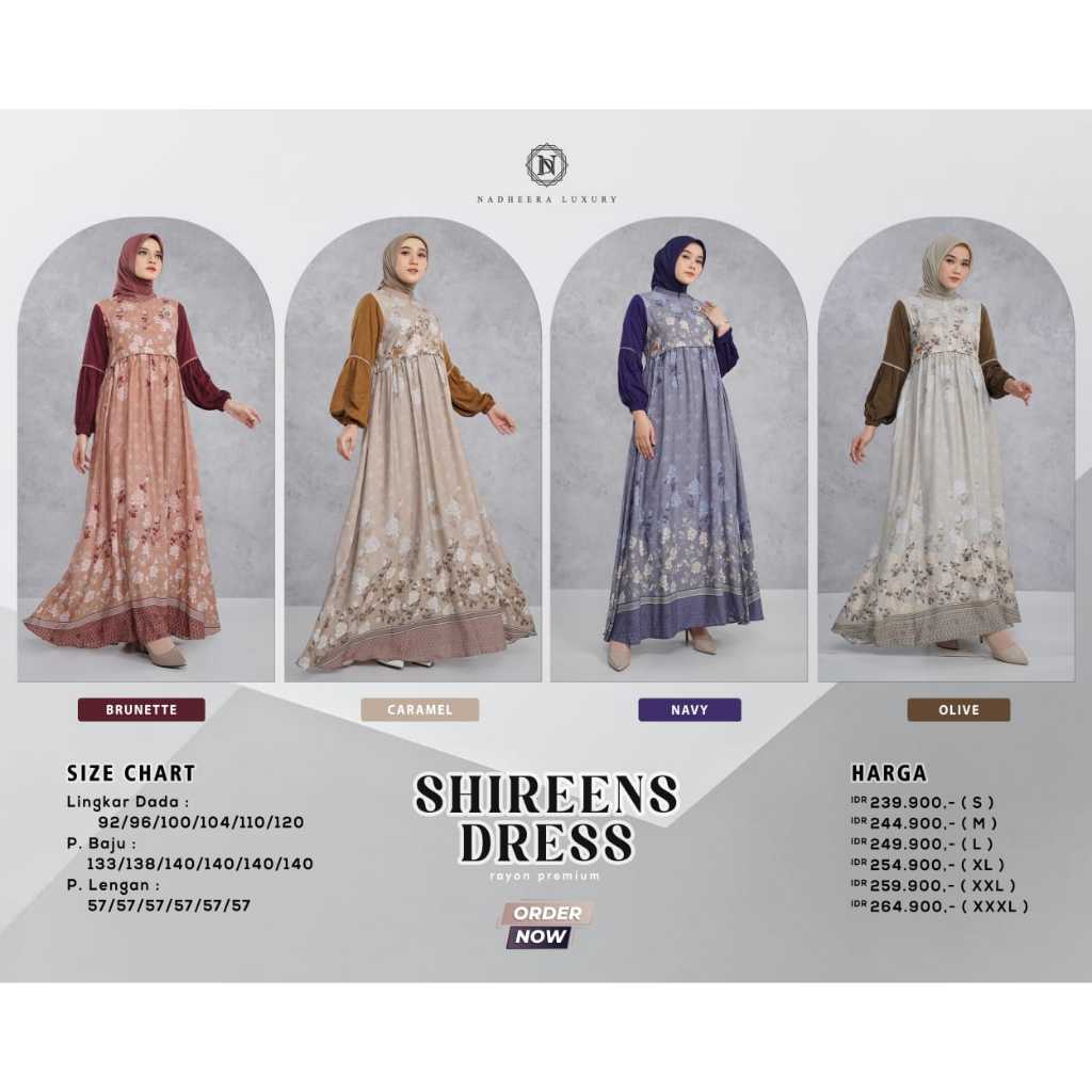 SHIREENS DRESS NADHEERA LUXURY // GAMIS LEBARAN 2024 // GAMIS MOTIF TERBARU