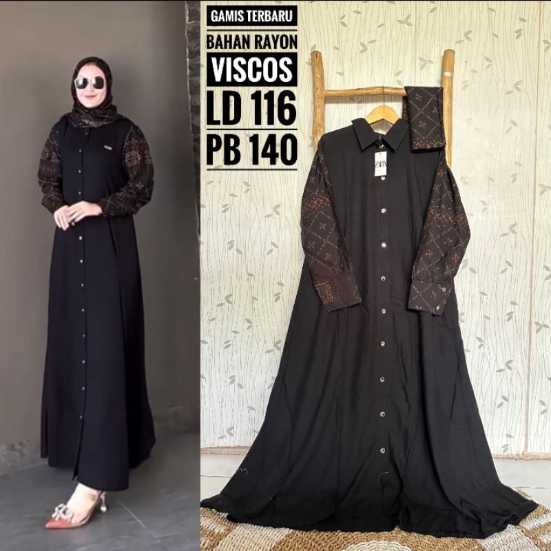Gamis etnik set hijab s4 Ld 116 bahan rayon viscost