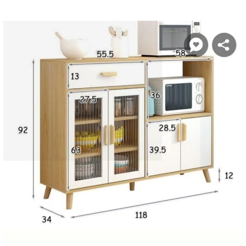 bufet kabinet penyimpanan jati custom sesuai gambar , Lemari microwave , rak piring , rak lauk