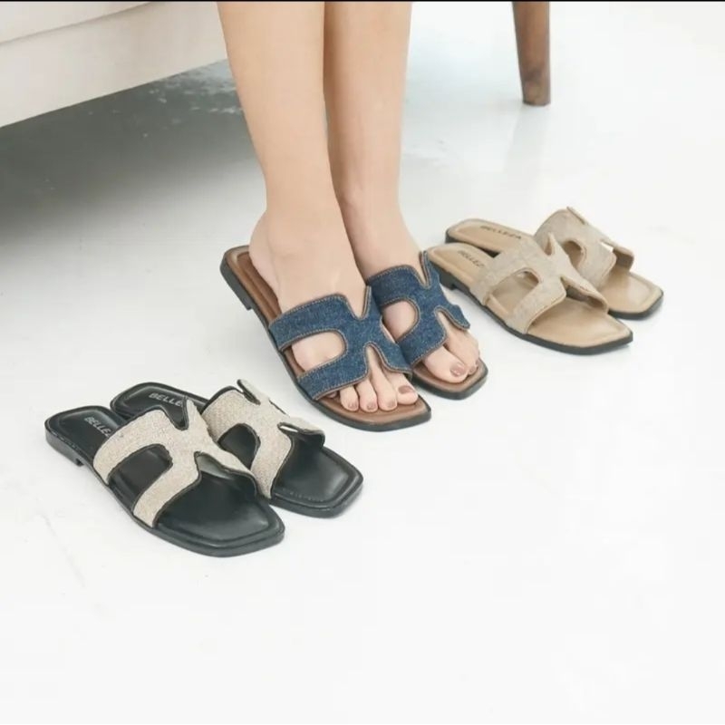 BELLEZA LIVE- ORLA SANDAL FLAT WANITA TEPLEK SELOP CANTIK.