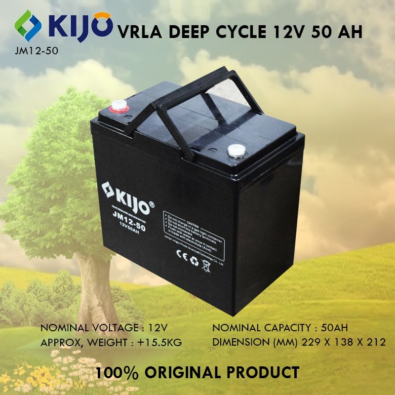 KIJO AKI KERING VRLA DEEP CYCLE 12V 50AH BATTERY BATERAI 12 V 50 AH