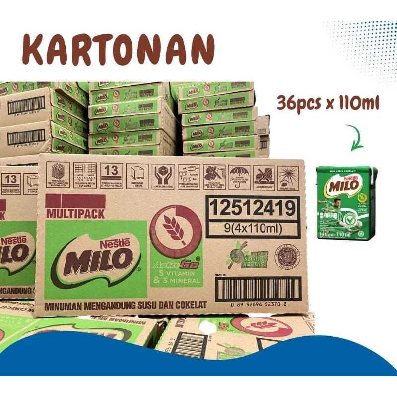 

susu milo UHt 110ml/ MILO ACTIV-GO karton /susu milo UHT 110ml x 36 pcs dus