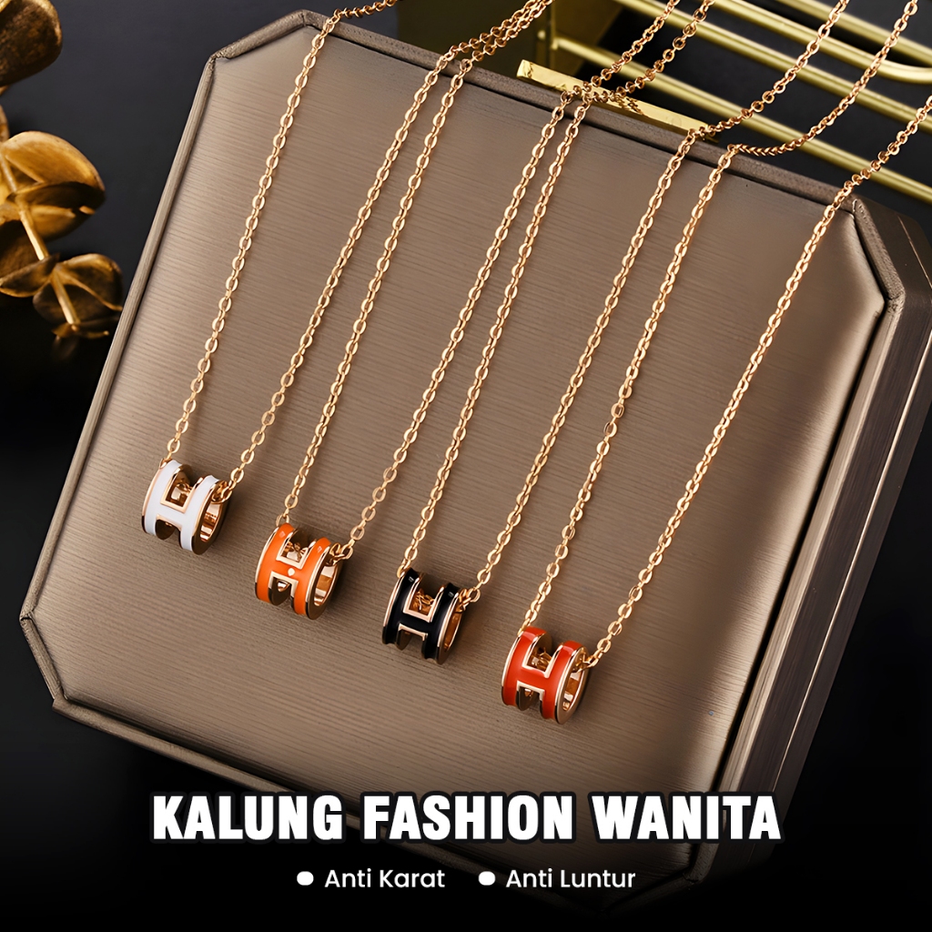 X-007 / Kalung Titanium Huruf Latin Anti Luntur Layak Emas Asli Inisial / Kalung Motif Huruf Sedang