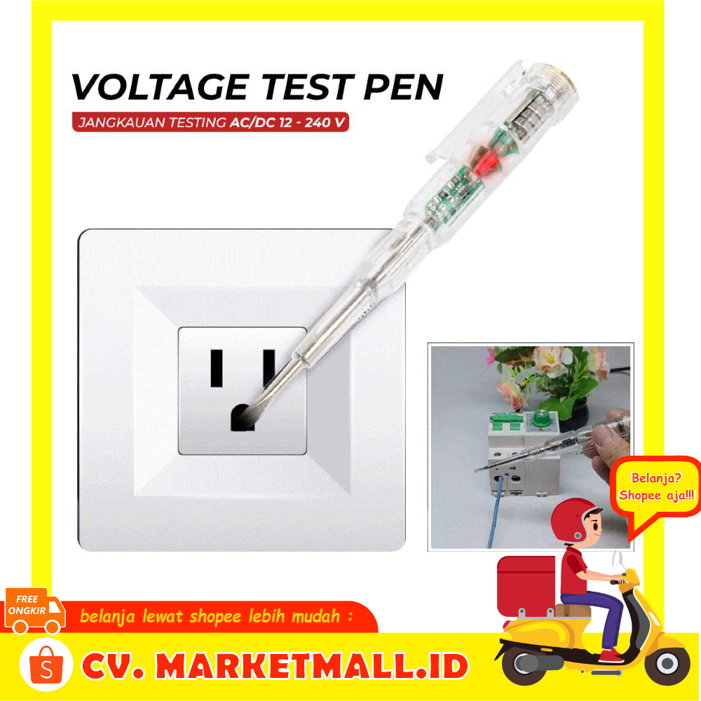 Market Mall - Tespen Listrik Multifungsi 12-240V Cek Kabel Aman Cepat Akurat - Minqi Voltage MQ912