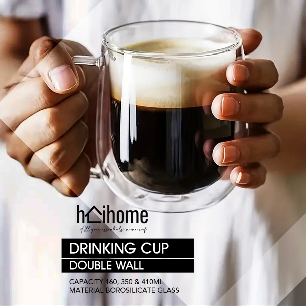 CANGKIR KACA DOUBLE WALL CUP ANTI PANAS