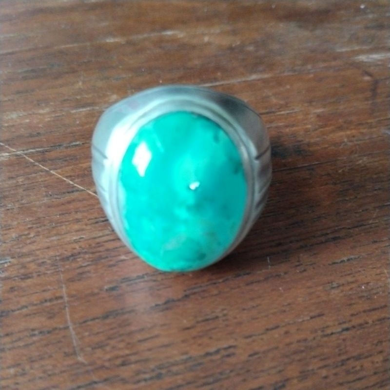 BATU PIRUS PERSIA GRADASI HIJAU TOSKA MOTIF YIN YANG