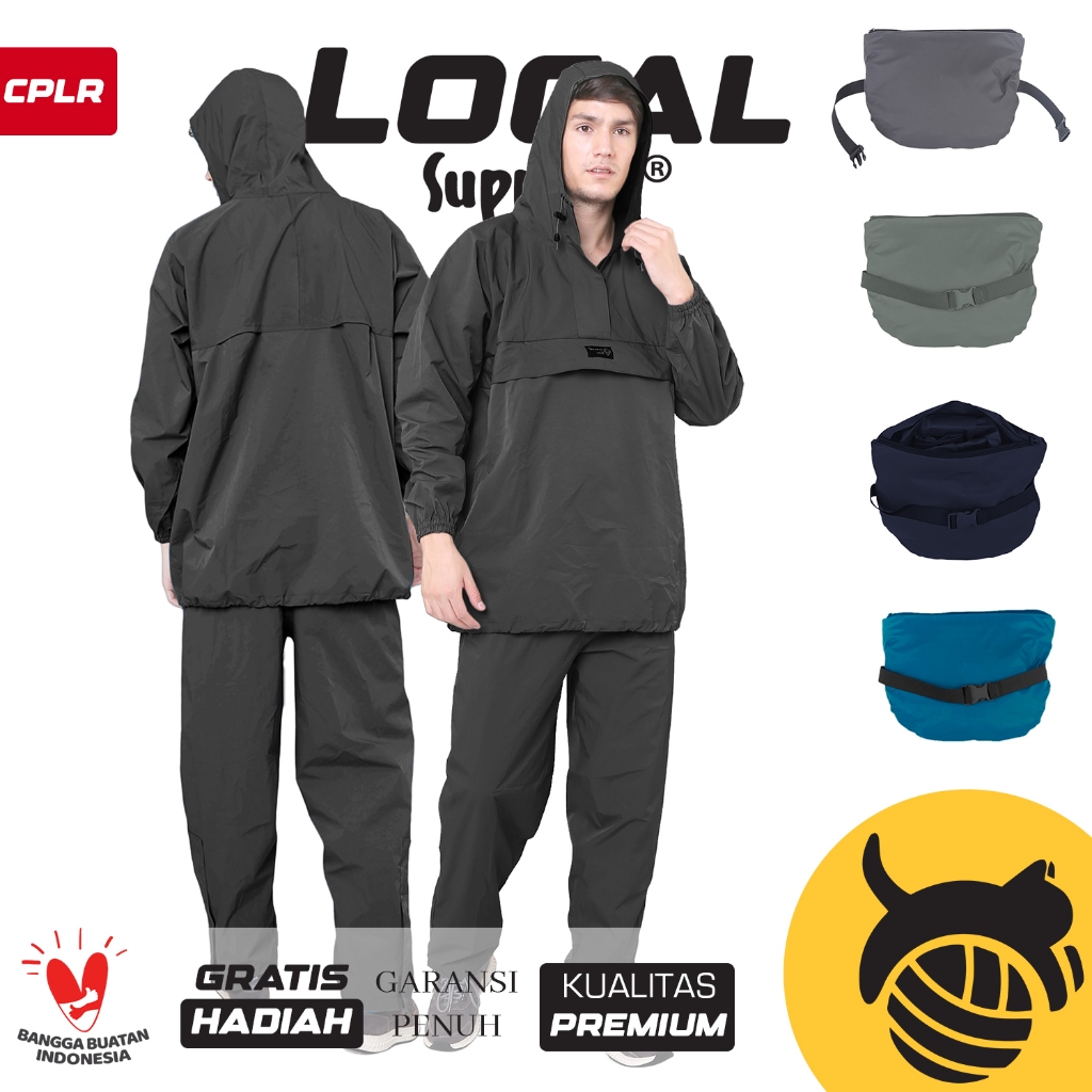 Jas Hujan Mantel Mantol Kangguru Jaket Ujan Anti Air Setelan Taslan Balon