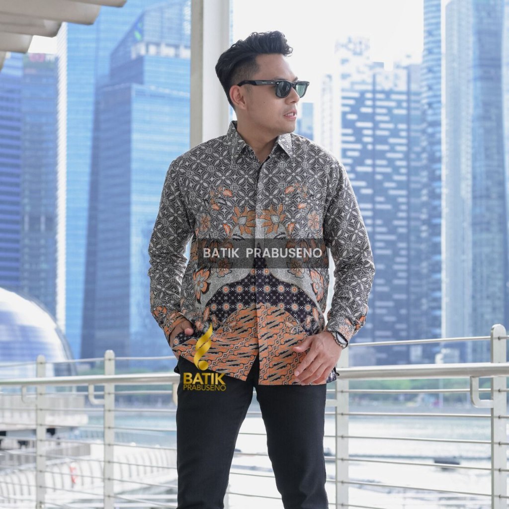 Batik Prabuseno - Batik Pria Lengan Panjang Dobby Reguler Motif Insecure
