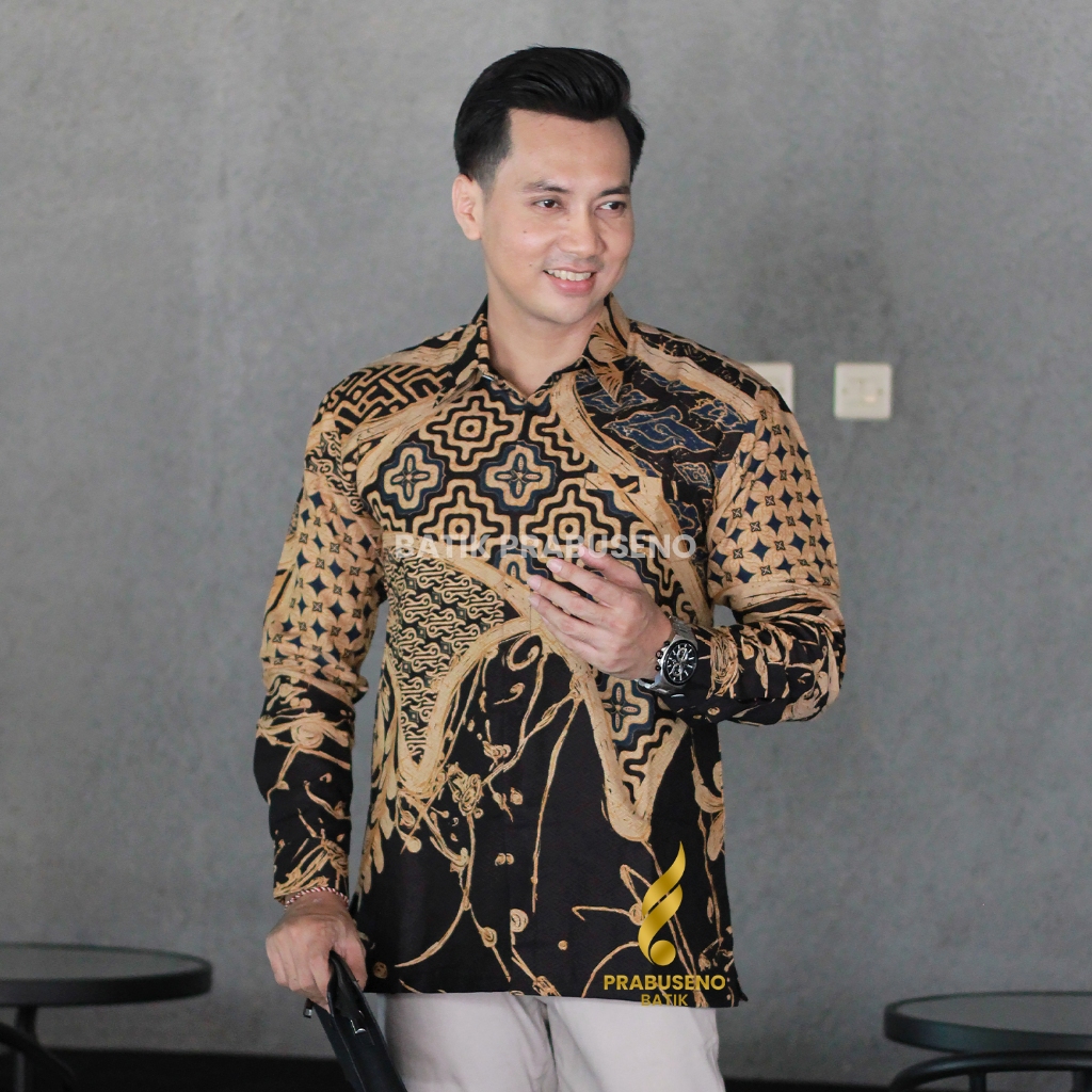 Batik Prabuseno - Batik Pria Lengan Panjang Dobby Reguler Motif Pandita
