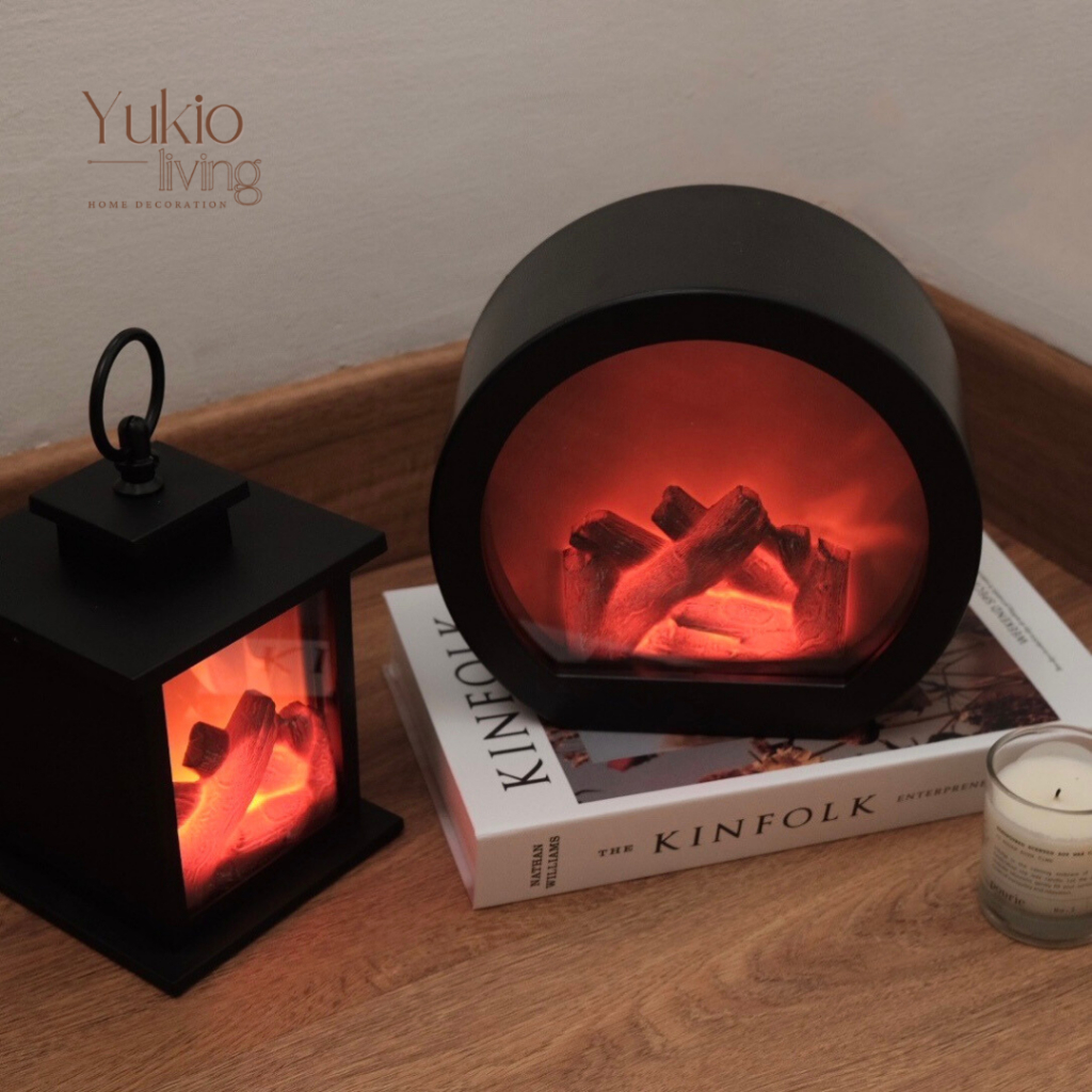YUKIO Fireplace Lantern LED - Lampu Tidur Kamar Aesthetic Dekorasi Night Lamp Vintage Home Decor