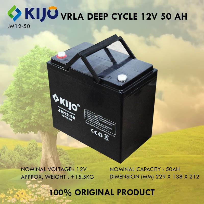 KIJO AKI KERING VRLA DEEP CYCLE 12V 50AH BATTERY BATERAI 12 V 50 AH