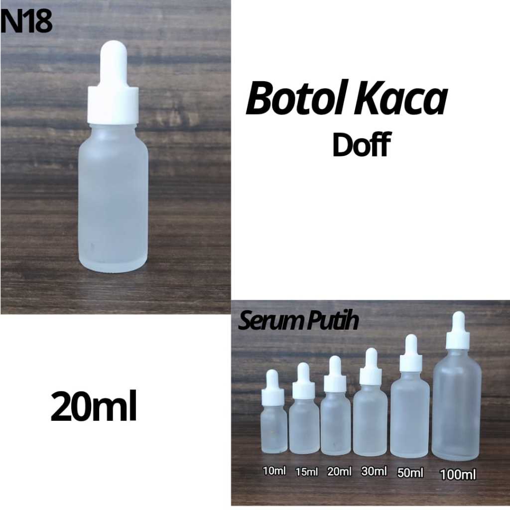 Botol Serum 20ml Botol Kosmetik Pipet Kaca Botol Kaca Doff Frosted Tutup Putih 20gr Botol Kosong Kec