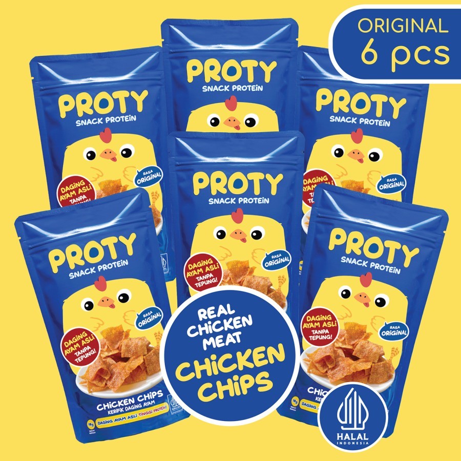 

PROTY Original (Bundle 6) Chicken Chips Snack Kriuk Berprotein Tinggi Teman makan nasi Anak anti GTM