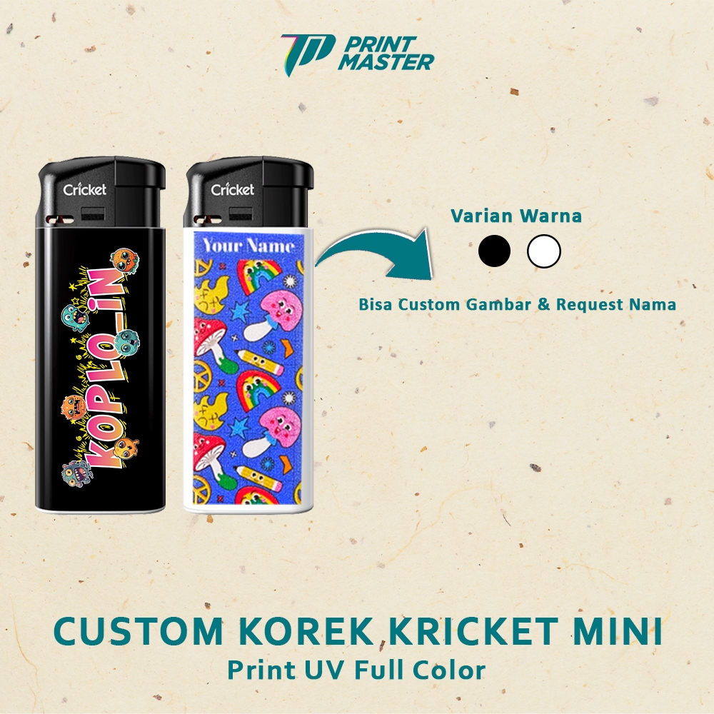 Custom Korek Api Cricket Mini Lighter Promosi Souvenir Print UV