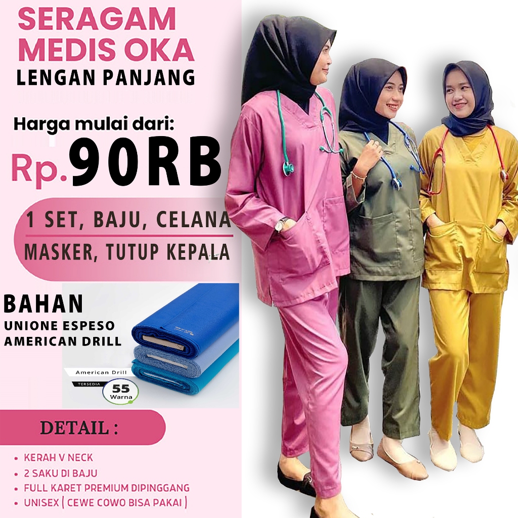 baju medis - baju ok - baju oka - baju jaga perawat - baju jaga medis lengan panjang 10