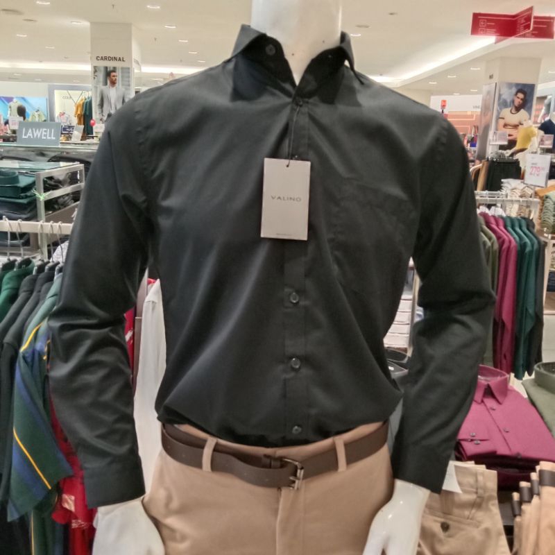 VALINO KEMEJA POLOS HITAM ORIGINAL