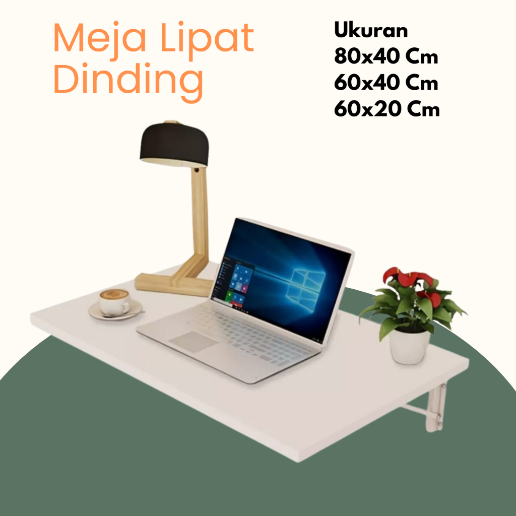 Meja Belajar Siku Lipat Dinding Tempel Gantung Tembok Ambalan Rak Laptop Komputer