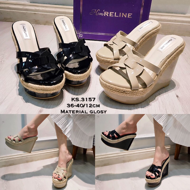 ks 3157 Wedges 12cm / Wedges fashion wanita 12cm
