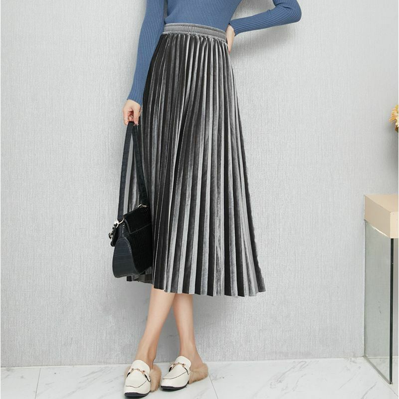 HUNHUN - Premium Rok Bludru Pendek Import Rok Plisket Midi 7/8 Velvet Premium / Rok Plisket Import /