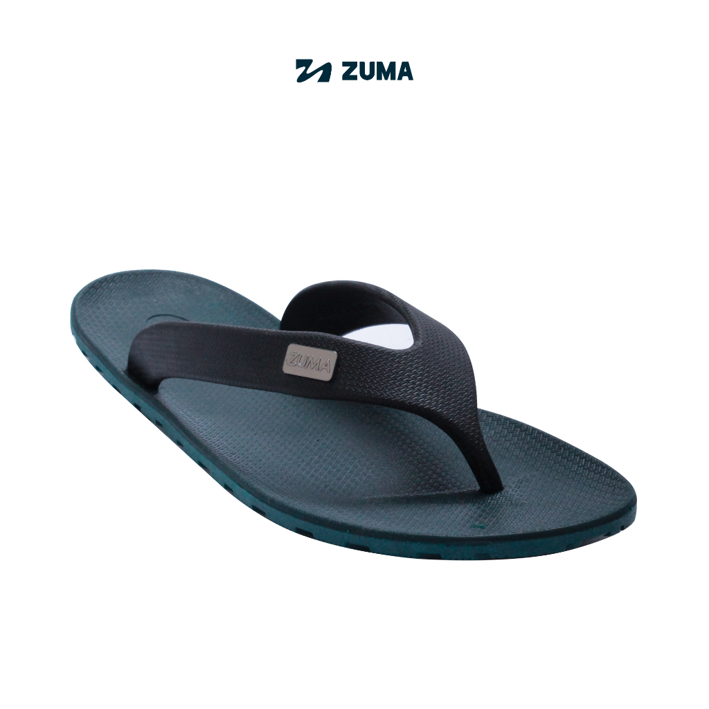 Zuma Men Onyx 11 Black Turquoise, Sandal Jepit Pria Karet Polos, Hitam Pirus