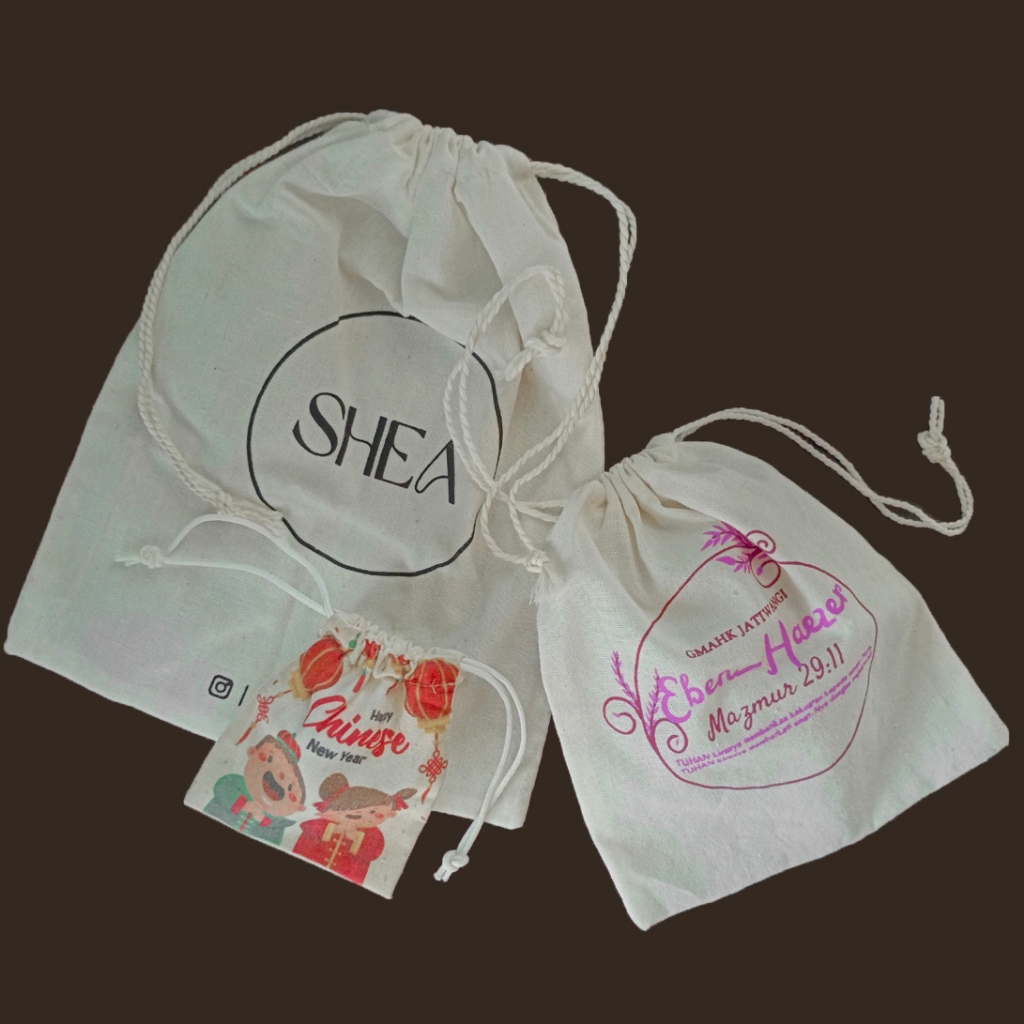 Custom Souvenir Kantong Pouch Serut Blacu 20x25cm - Blaco String Pouch Pernikahan, Promosi & Event