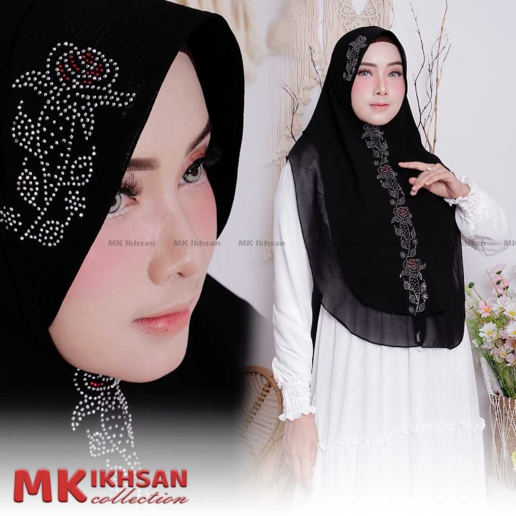 MK IKHSAN COLLECTION HIJAB KHIMAR CERUTY BABYDOLL 2 LAYER OVAL PAYET PRESS PET ANTEM
