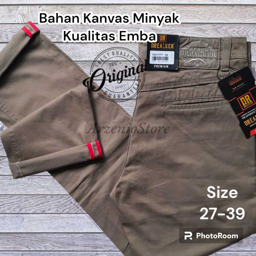 Celana Panjang Pria Bahan Kanvas Original 100% Kualitas Emba Dreacker Standar Reguler Fit Ukuran 27 