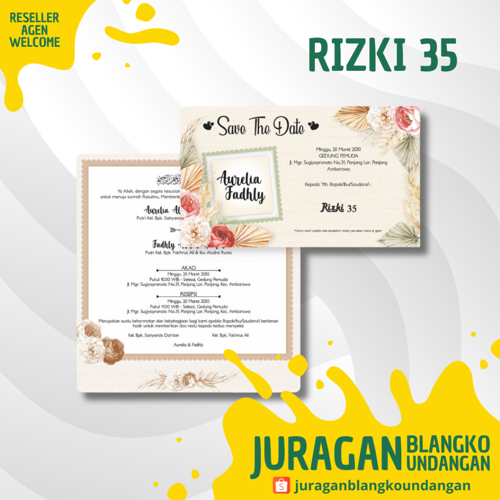 BLANGKO UNDANGAN RIZKI 35 | BLANGKO UNDANGAN KOSONG | BLANGKO UNDANGAN NIKAH | UNDANGAN PERNIKAHAN