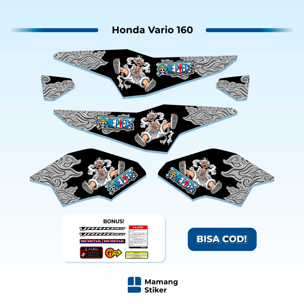 Striping Honda Vario 160 Tahun 2022 Variasi GEAR 5 LUFFY ONE PIECE (27) Custom Racing Simpel Grafis 