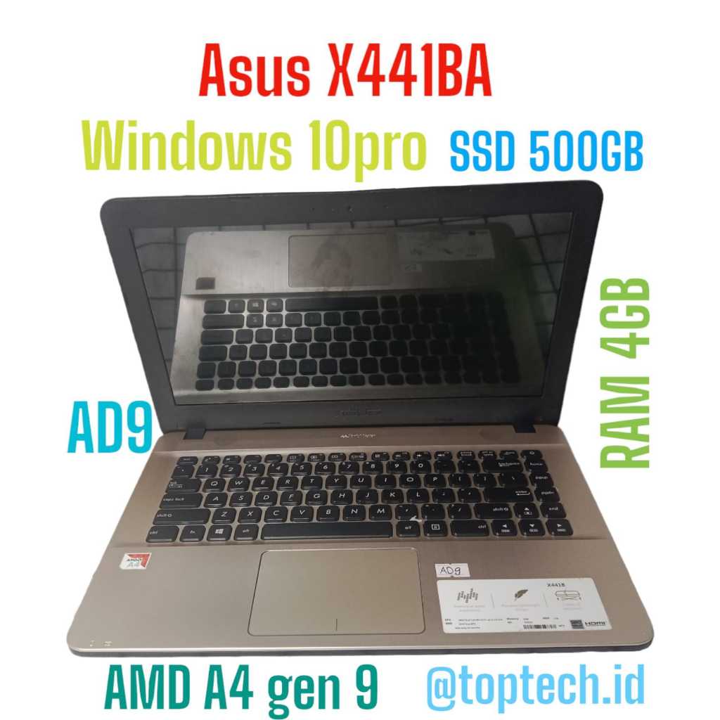 (AD9) Laptop Asus X441BA RAM 4GB SSD 500GB AMD A4 gen 9