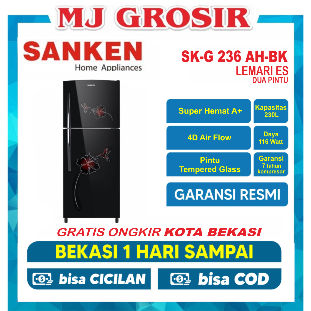 KULKAS SANKEN SK-G 236 AH BK LEMARI ES 2 PINTU SK-G236AHBK