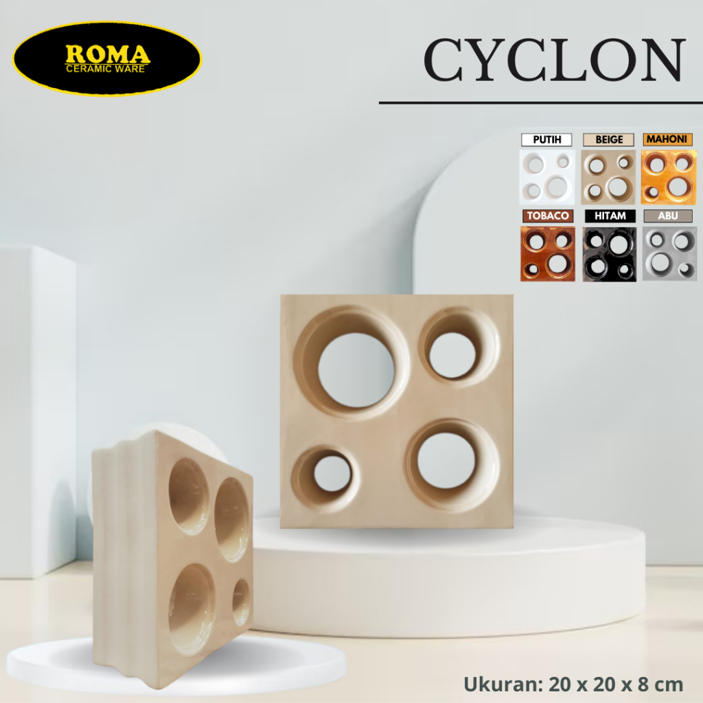 Roster Keramik Roma Cyclon / Loster / Anti Tampias  / Lubang Angin ukuran 20x20 Cm