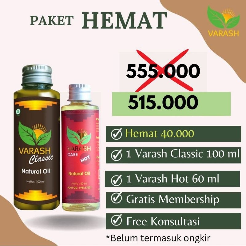 Paket hemat Varash Classic 100 ml dan Varash care hot 60 ml