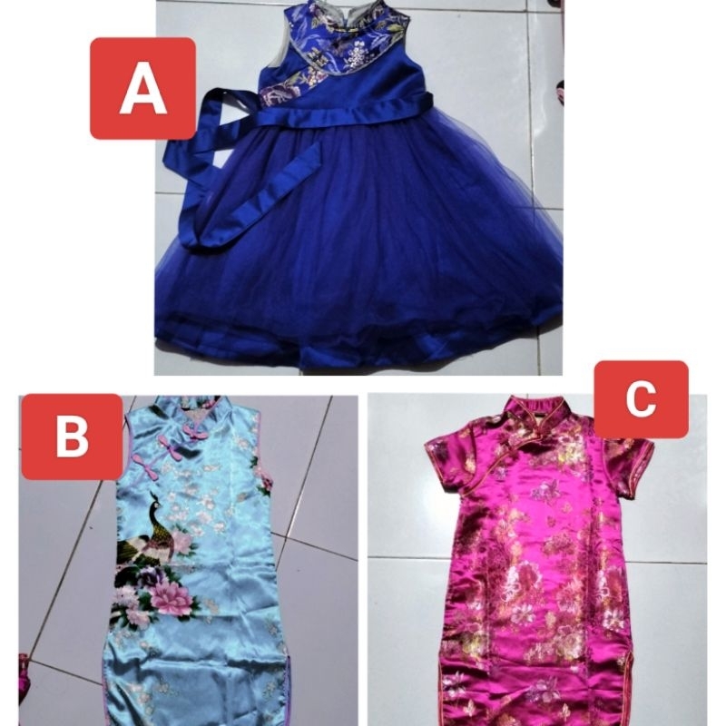 Baju Gaun Dress Cheongsam Imlek Anak Perempuan Preloved