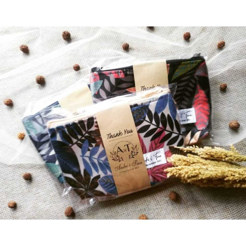 Souvenir Pernikan Custom Pouch Besar - Souvenir Pouch Motif Free Label Nama Bahan Waterproff