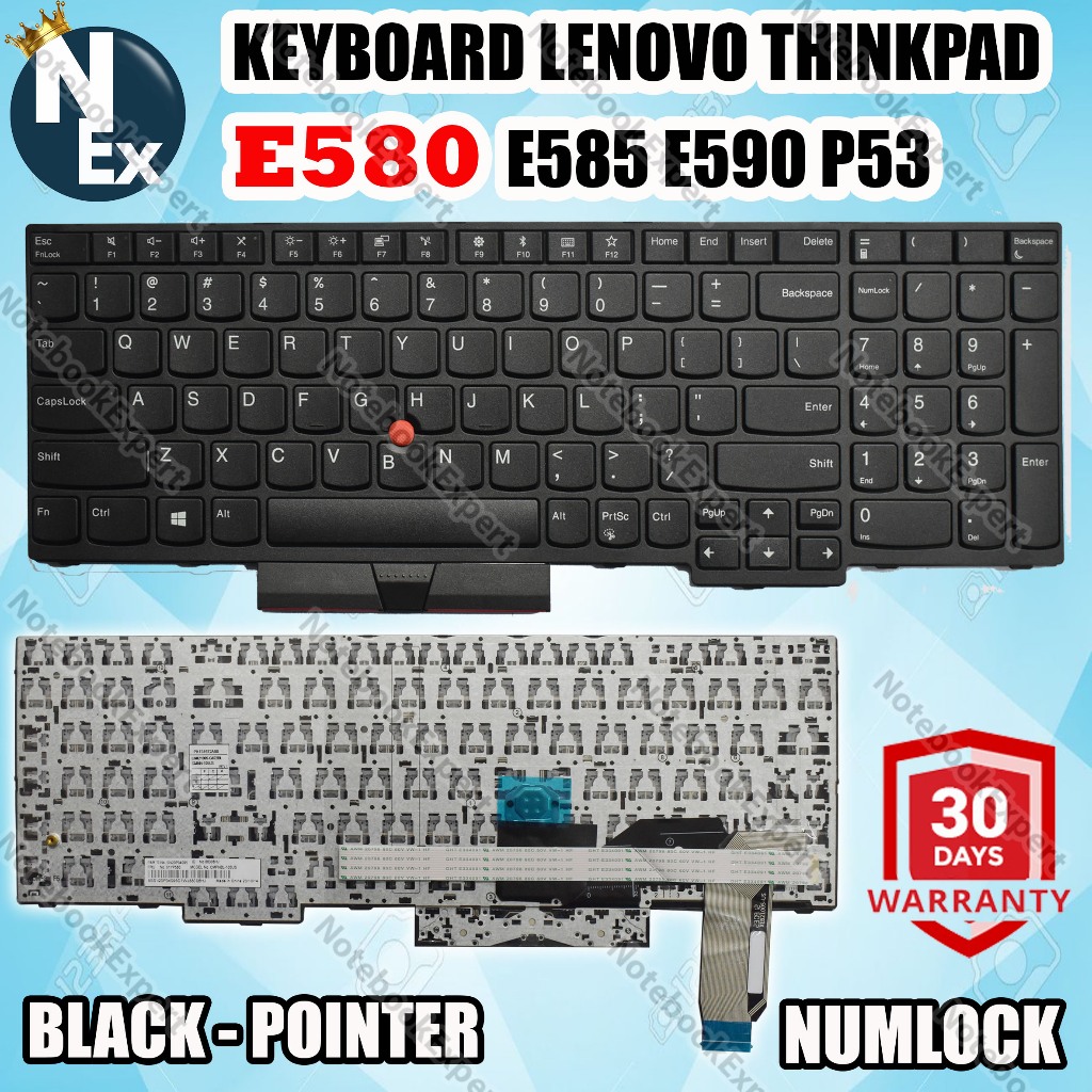 Keyboard Laptop Lenovo ThinkPad E580 E590 L580 L590 T590 P52 P72 - Black