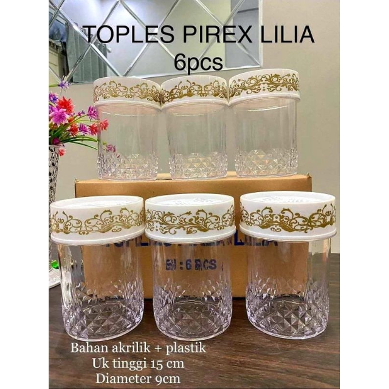 Toples Pirex Lilia Bahan Lilac Isi 6pcs Ukuran 1200ml