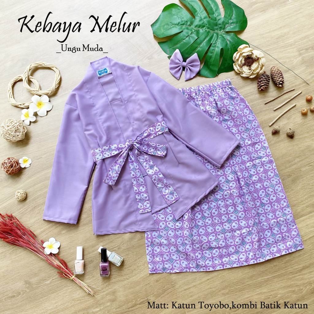 KEBAYA MELUR / KEBAYA BATIK / KEBAYA MODERN / PAKAIAN ANAK MUDA / BAJU ANAK-ANAK / KEBAYA UNGU MUDA