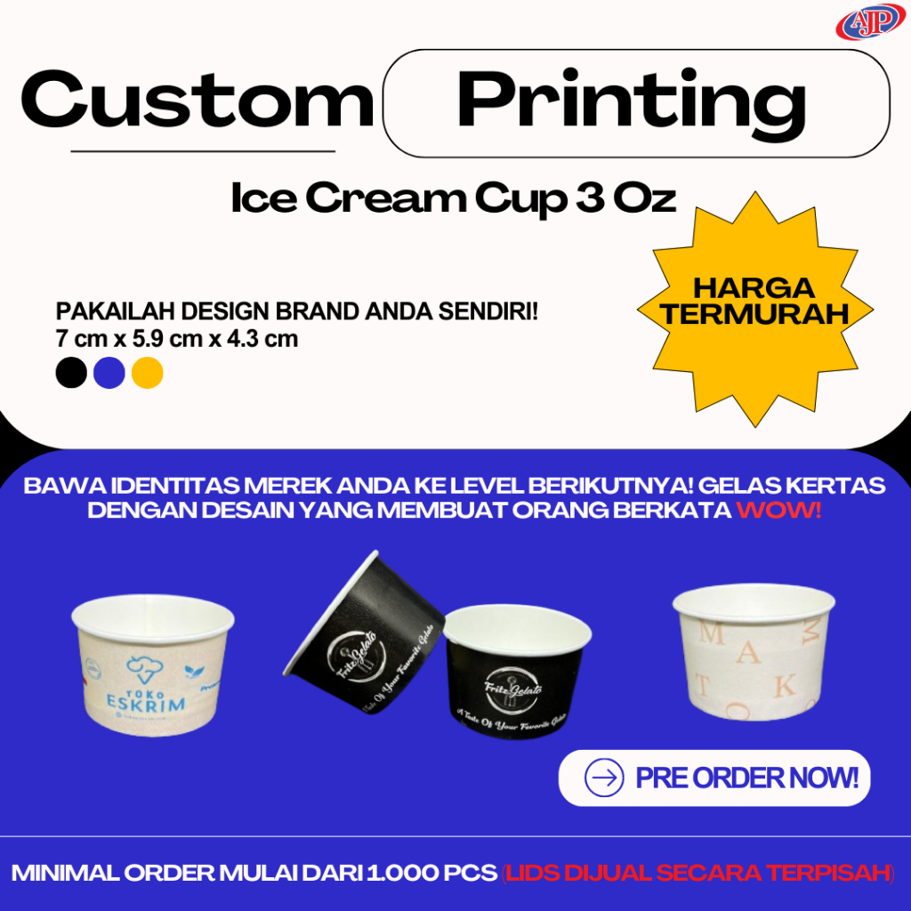 Custom Printing Ice Cream Cup 3 Oz