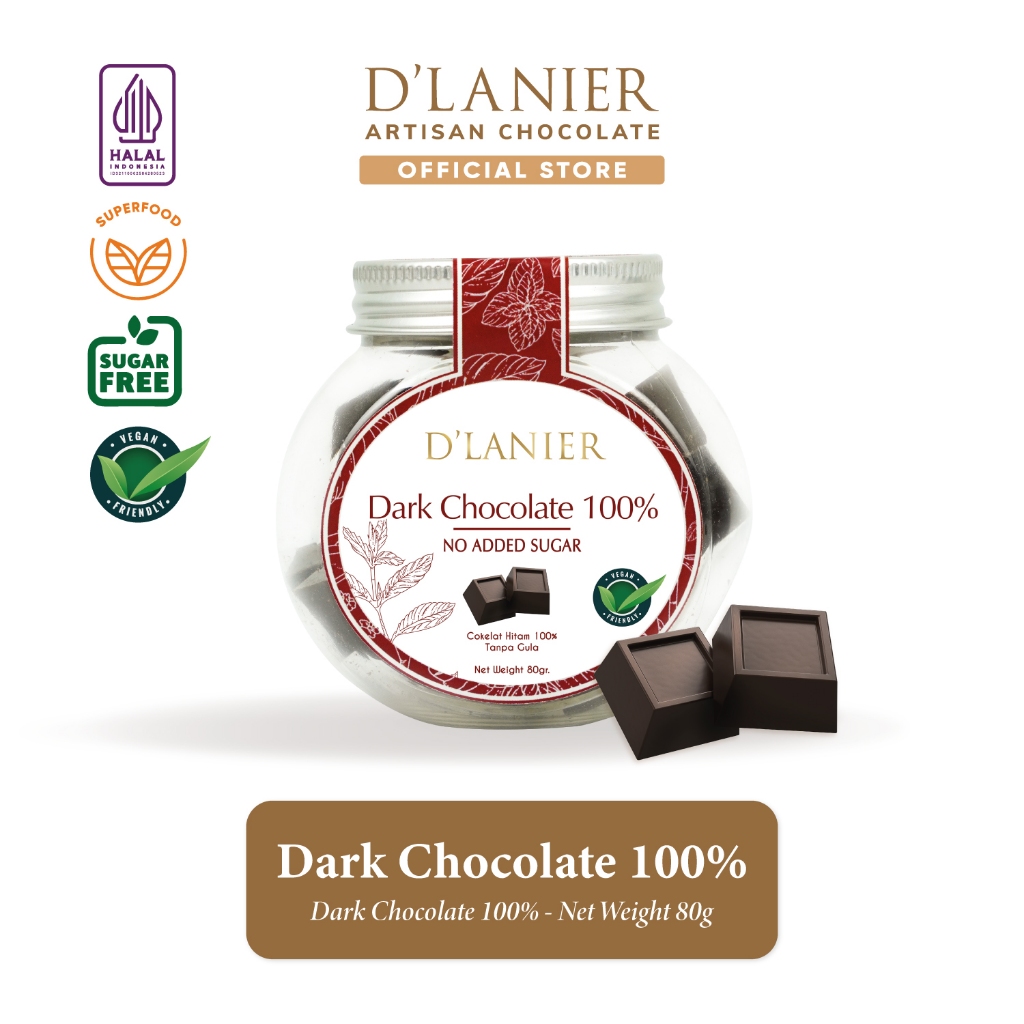 

D'Lanier Dark Chocolate 100% Sugar Free - 80gr