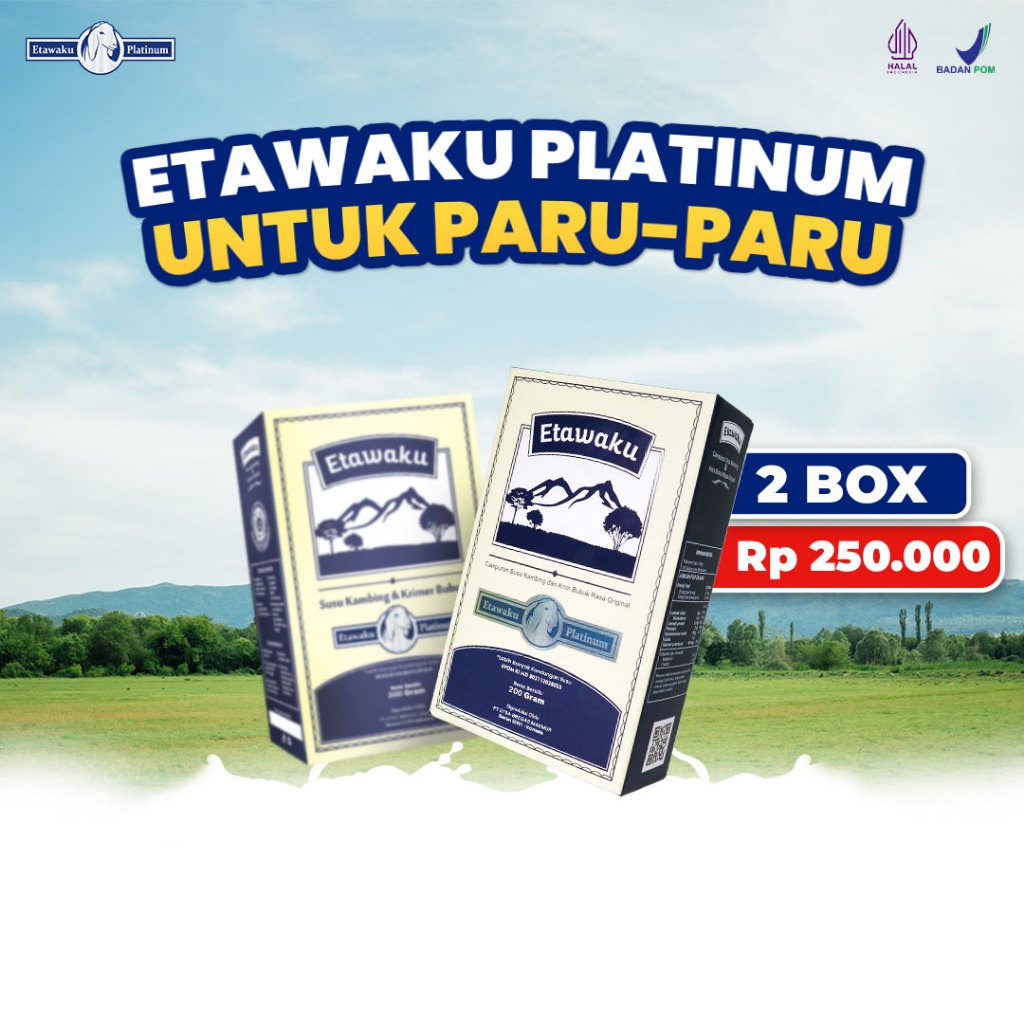 

2 BOX ETAWAKU PLATINUM Susu Kambing 200Gr 100% Oringinal Mampu Mengatasi Masalah Tulang Dan Sendi