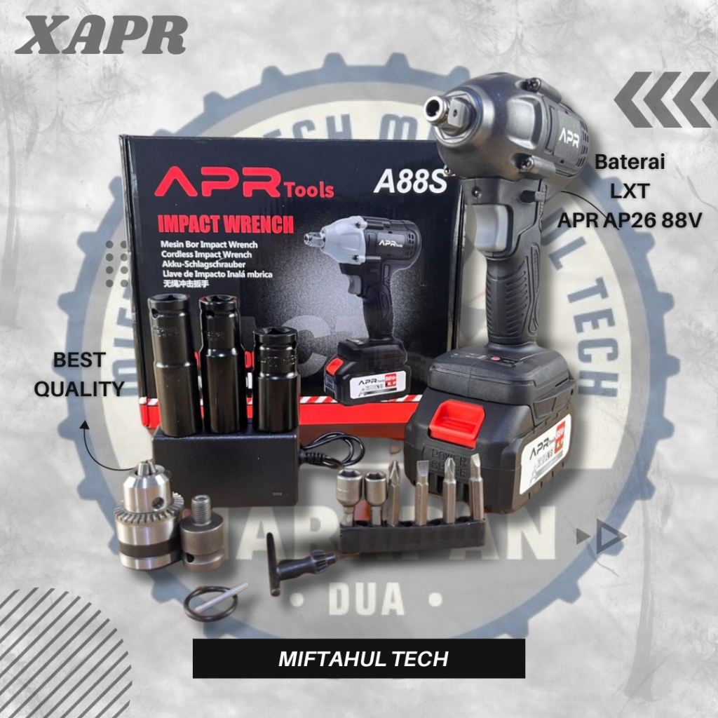 BOR IMPACT WRENCH 48S AP26 APR JAPAN TECH MESIN PEMBUKA BAUT BAN MOBIL MOTOR CVT BATERAI CORDLESS 35
