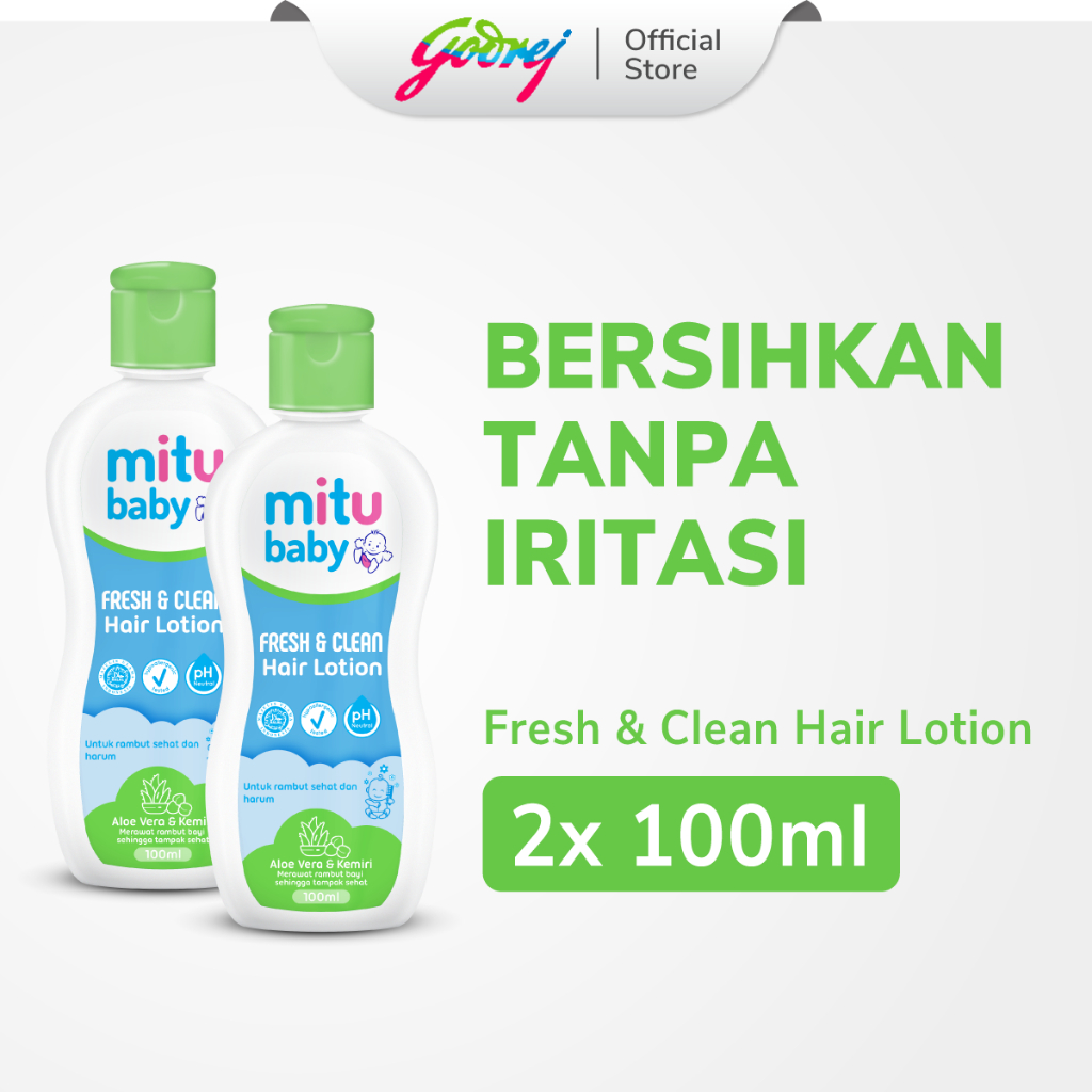 Mitu Baby Hair Lotion Aloe Vera & Kemiri 100ml x2 - Minyak Rambut Bayi