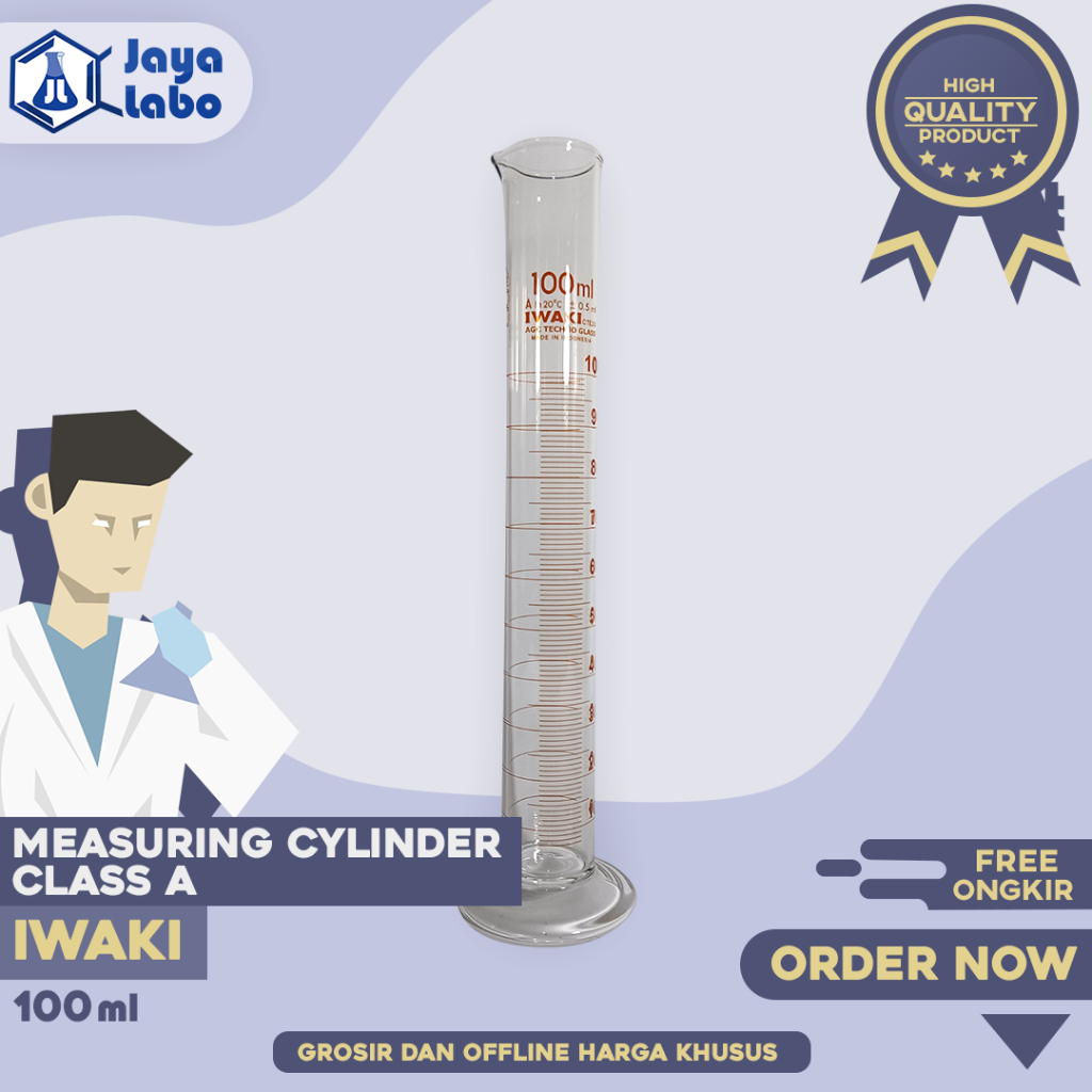 IWAKI MEASURING CYLINDER CLASS A Cap. 100 ml / GELAS UKUR IWAKI 100 ml