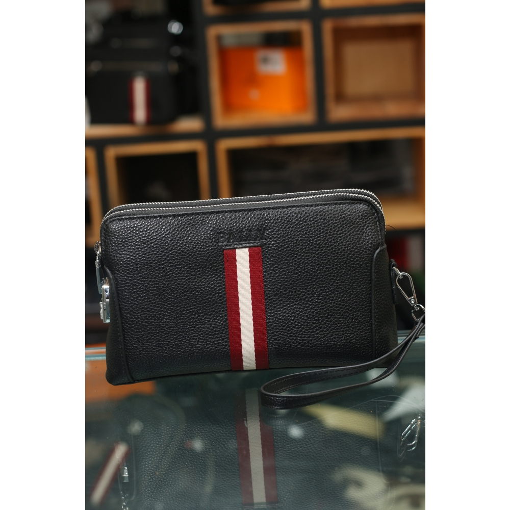 Tas Handbag Clutch Dompet Hand Bag Pria Cowok Kulit Warna Hitam Asli Branded Bally Premium Keren