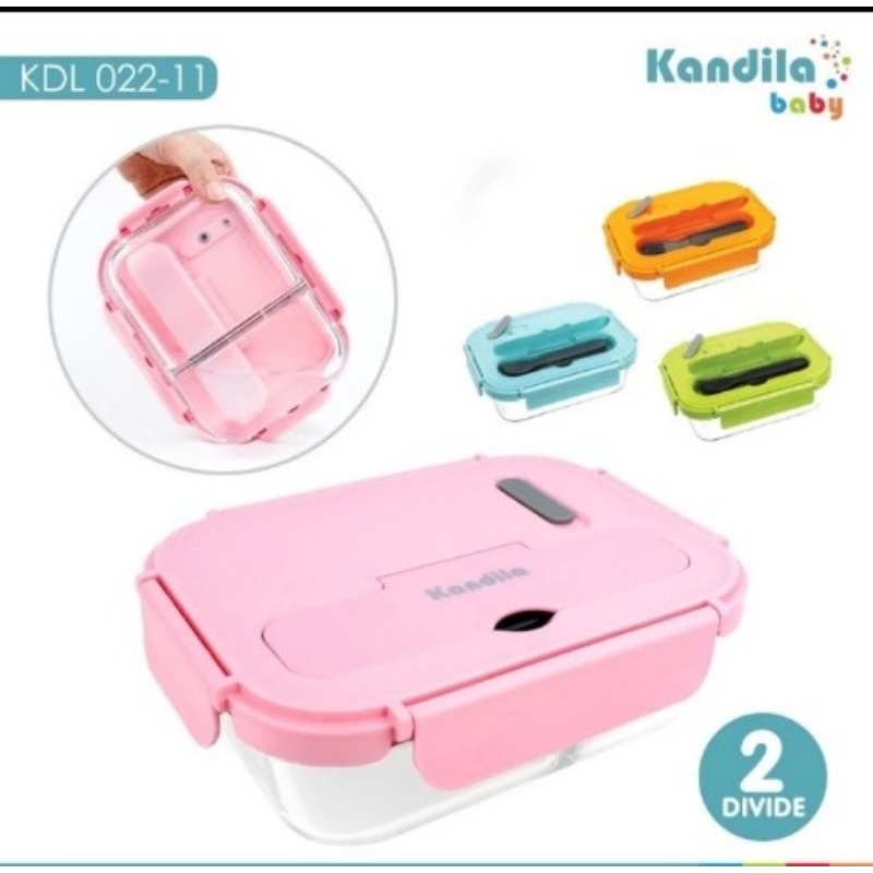 Kandila Baby KDL022-11 KDL022-12 Glass Lunch Box 2Divide - 3 Divide / Kotak Makan Kaca 2 Sekat Dan