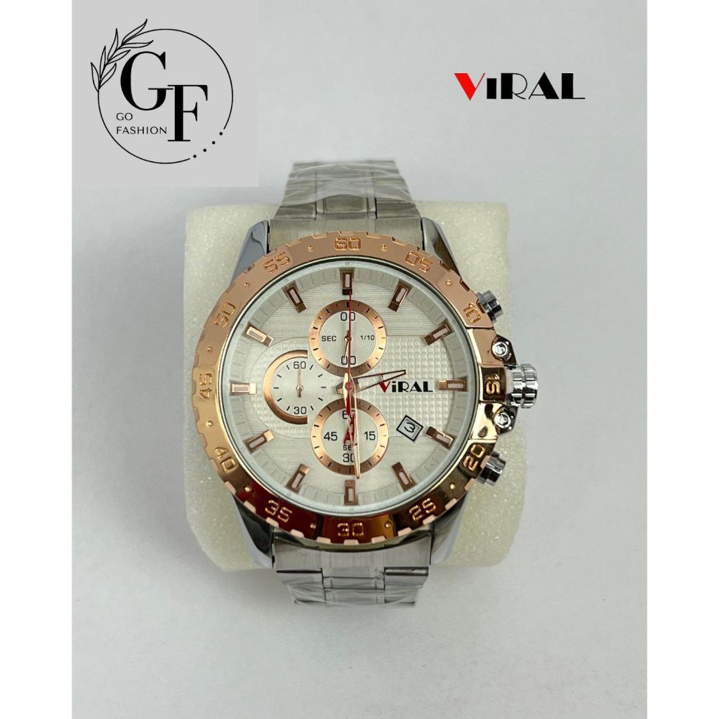 Jam Tangan PRIA Merk VIRAL Original Bagus Bahan Stainless Steel Dijamin Kualitas-Water Resistant