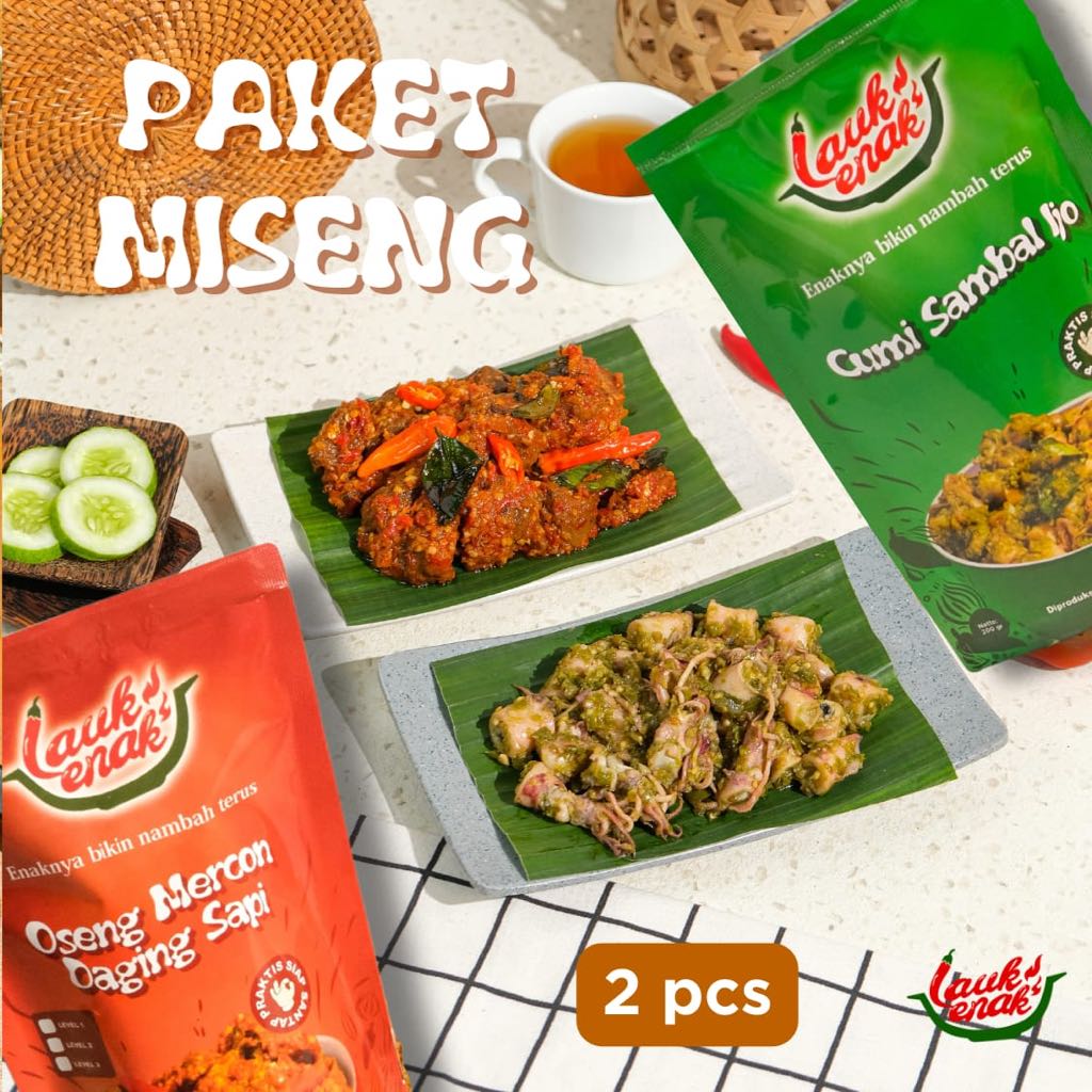 

[Lauk Enak] PAKET MISENG 2 PCS | OSENG MERCON DAGING SAPI+CUMI SAMBAL IJO