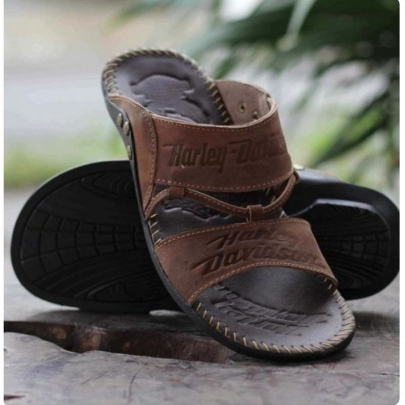 Cuci Gudang Sandal Slop Kulit Asli Hurley Devidson