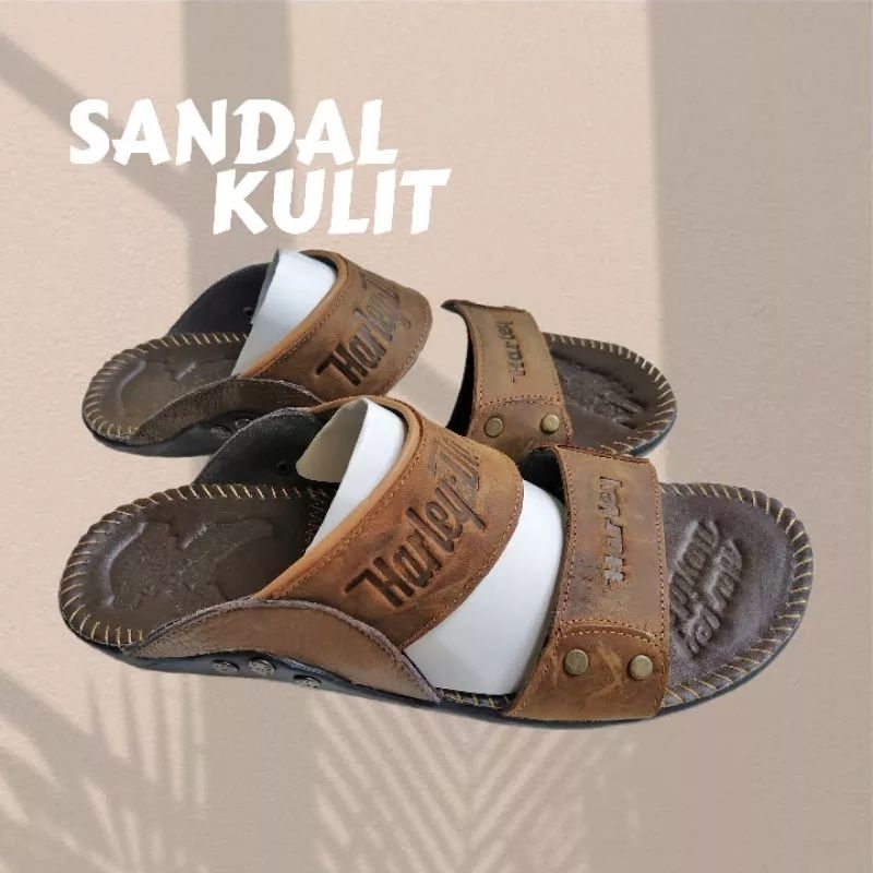 Cuci Gudang Sandal Slop Kulit Asli Hurley Devidson